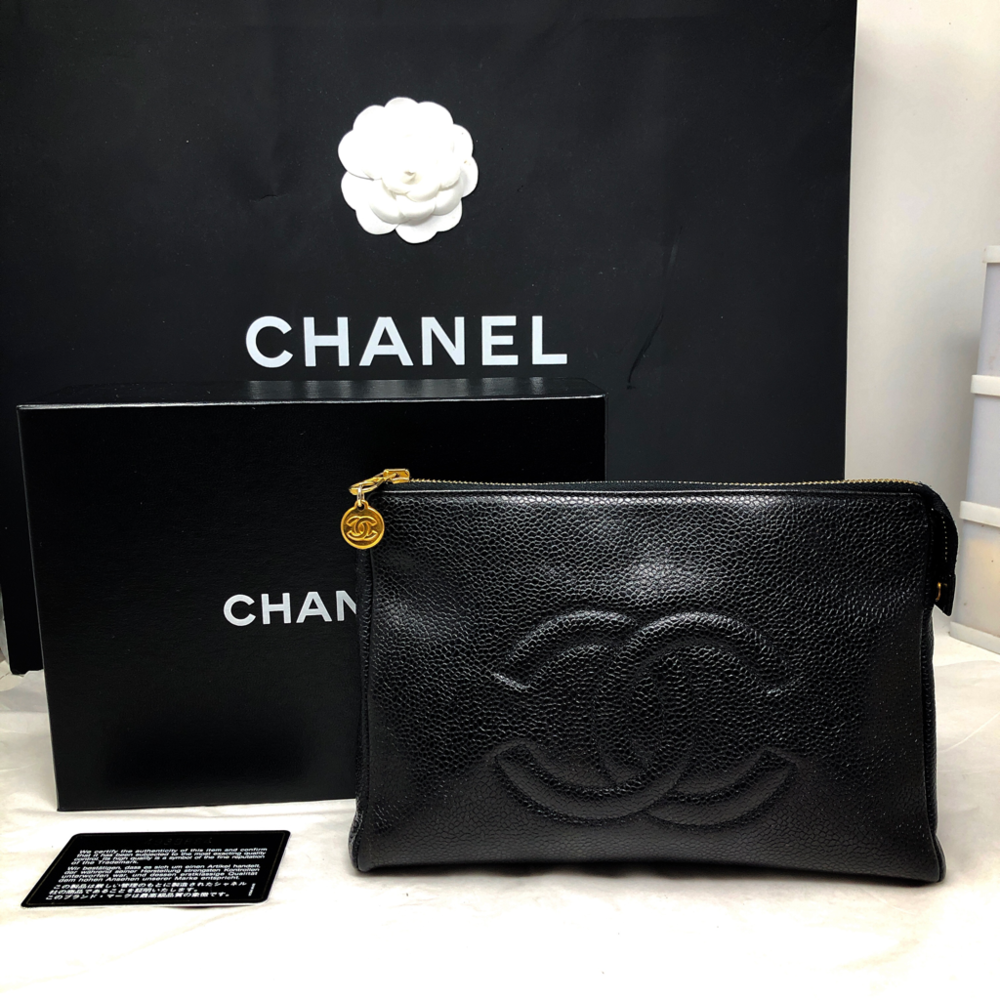 SOLD*Chanel Caviar Classic timeless leather pouch bag